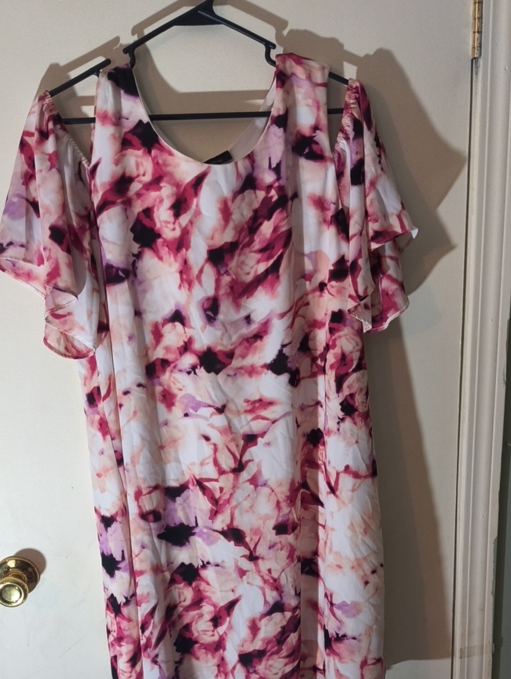 Apt. 9 White Pink Purple Floral Asymmetrical Cold-Shoulder Dress